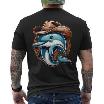Wild Western Howdy Dolphin Sea Ocean Animal Lover Cowboy Hat Men's T-shirt Back Print - Monsterry DE