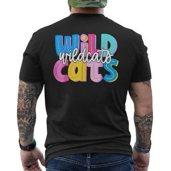 Wildcats Colorful School Spirit Men's T-shirt Back Print - Seseable