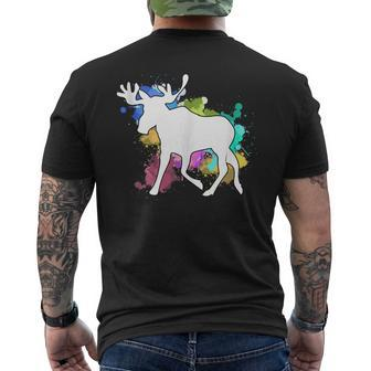 Wildlife Moose Canada Forest Animal Elk Colorful Moose Men's T-shirt Back Print - Monsterry UK
