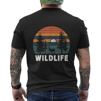 Wildlife Nature Forest Trees Outdoors Vintage Retro Sunset Men's T-shirt Back Print - Monsterry CA