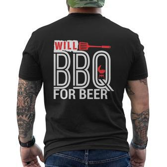 Will Bbq For Beer Barbecue Mens Back Print T-shirt - Thegiftio UK