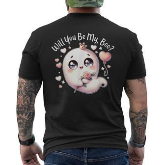 Will You Be My Boos Ghost Valentines Day Men's T-shirt Back Print - Monsterry CA