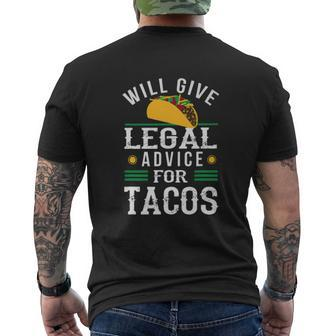 Will Give Legal Advice For Tacos Lawyer Mens Back Print T-shirt - Thegiftio UK