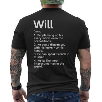 Will Name Definition Meaning Interesting Men's T-shirt Back Print - Monsterry AU