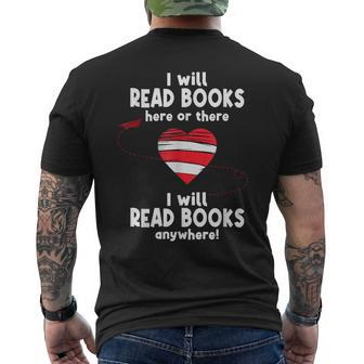 I Will Read Books Here And There I Will Read Books Anywhere Men's T-shirt Back Print | Mazezy