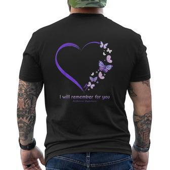 I Will Remember For You Butterfly Alzheimer's Awareness Mens Back Print T-shirt - Thegiftio UK