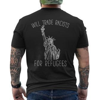 Will Trade Racist For Refugees Democrat Men's T-shirt Back Print - Monsterry AU
