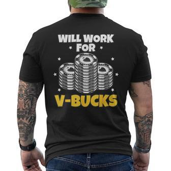 Will Work For Bucks V Gaming For Rpg Gamers Youth Men's T-shirt Back Print - Monsterry CA