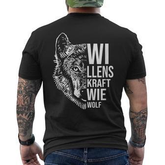 Willenskraft wie Wolf Kurzärmliges Herren-T-Kurzärmliges Herren-T-Shirt Herren, Schwarzes Wolf-Motiv Tee - Seseable