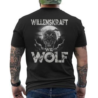 Willenskraft Wie Wolf Motivation Outdoor Survival T-Shirt mit Rückendruck - Seseable