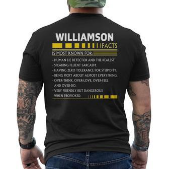 Williamson Name Williamson Facts Mens Back Print T-shirt - Thegiftio UK