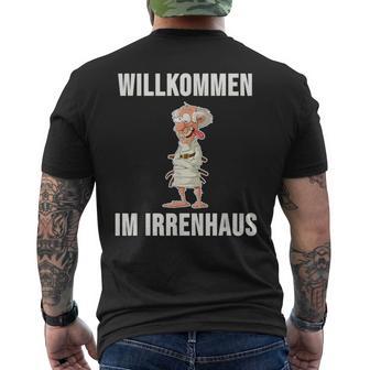 Willkommen Im Irrenhaus Straight Jacket Crazy Saying T-Shirt mit Rückendruck - Seseable