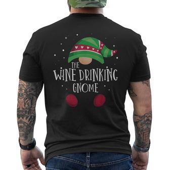 Wine Drinking Gnome Matching Christmas Pjs Family Pajamas Mens Back Print T-shirt - Thegiftio UK
