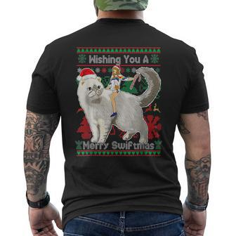 Wishing You A Merry Swiftmas Ugly Christmas Sweater Big Cat Mens Back Print T-shirt | Seseable CA