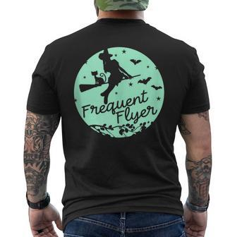 Witch Silhouette Moon Cat Bats Witchcraft Frequent Flyer Men's T-shirt Back Print - Monsterry DE