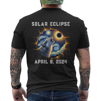 Wolf Fans Totality Solar Eclipse 2024 Wolf Howling Eclipse Men's T-shirt Back Print | Mazezy