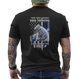 Wolf First Mistake Was Thinking I Was One Of The Sheep Mens Back Print T-shirt - Thegiftio UK