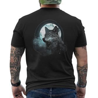 Wolf Full Moon Geometric Mystical Nature Wolf Lover Men's T-shirt Back Print - Thegiftio UK