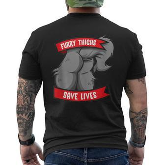 Wolf Furry Thighs Save Lives Proud Furry Pride Fandom Men's T-shirt Back Print - Monsterry CA