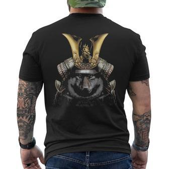Wolf In Japanese Samurai Armor Men's T-shirt Back Print | Mazezy