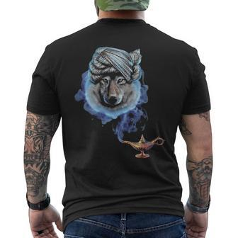 Wolf As Magical Wizard Men's T-shirt Back Print | Mazezy