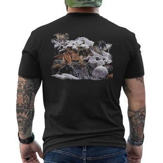 Wolf Sweat Wildlife Wolf Mountain Three Wolf Men's T-shirt Back Print | Mazezy