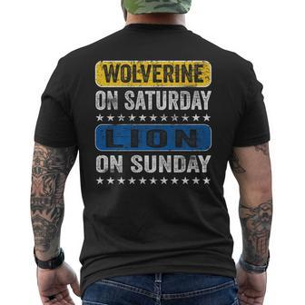 Wolverine On Saturday Lion On Sunday Detroit Men's T-shirt Back Print - Thegiftio UK