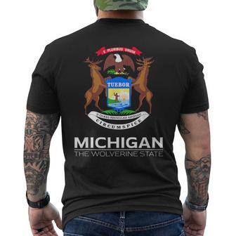 The Wolverine State Michigan Flag Detroit Great Lakes Men's T-shirt Back Print - Monsterry