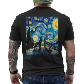 Wolves Howling At The Starry Moon Men's T-shirt Back Print - Seseable