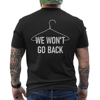 We Won't Go Back Hanger Pro-Choice Feminist Sayings Men's T-shirt Back Print - Monsterry