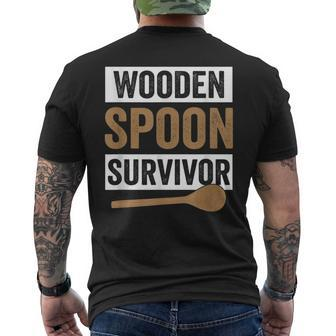 Wooden Spoon Survivor Vintage Humor Discipline Quote Men's T-shirt Back Print - Monsterry AU