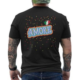 The Word Amore Heart In The Italian Flag Color For Tourists Men's T-shirt Back Print | Mazezy DE