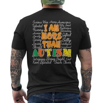 Word Cloud Puzzle Piece Inspirational Autism Awareness Men's T-shirt Back Print - Monsterry