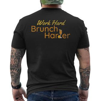 Work Hard Brunch Harder Vintage Mimosa Day Drinking Men's T-shirt Back Print - Monsterry UK