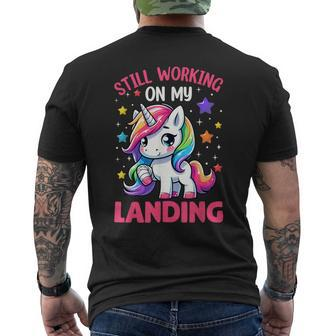 Still Working On My Landing Injury Broken Arm Cute Unicorn Men's T-shirt Back Print - Seseable