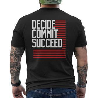 Workout Fitness Resolution Decide Commit And Succeed Mens Back Print T-shirt | Mazezy