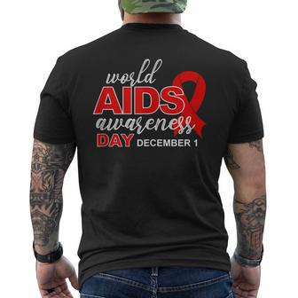 World Aids Awareness Day December 1 Ribbon Advocacy Activism Men's T-shirt Back Print - Monsterry DE