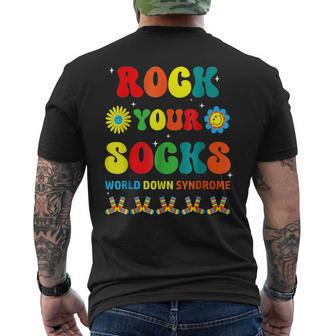 World Down Syndrome Awareness Day Rock Your Socks Groovy Men's T-shirt Back Print - Seseable