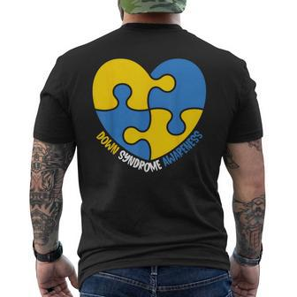 World Down Syndrome Awareness Day T21 Heart Men's T-shirt Back Print - Seseable