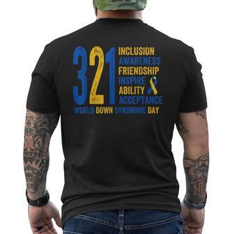 World Down Syndrome Day 321 Inspire And Awareness Ribbon Men's T-shirt Back Print | Mazezy AU