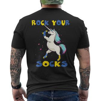 World Down Syndrome Day Rock Your Socks Unicorn Men's T-shirt Back Print - Thegiftio UK