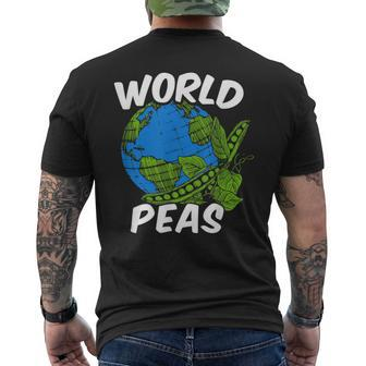 World Peas Pun Peace On Earth Globe Pea Pods Men's T-shirt Back Print - Monsterry