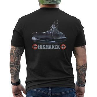 World War 2 German Navy Bismarck Battleship Men's T-shirt Back Print - Monsterry