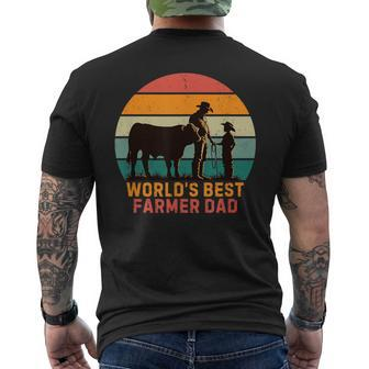 World’S Best Farmer Dad Cattle Farming Father’S Day Birthday Men's T-shirt Back Print - Seseable
