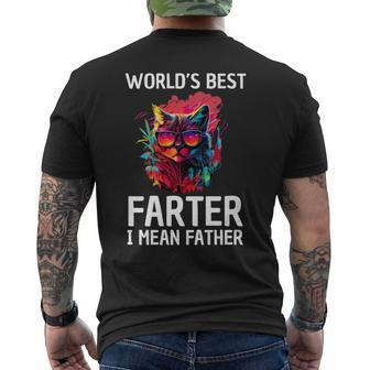 Worlds Best Farter I Mean Father Best Cat Dad Father's Day Men's T-shirt Back Print - Seseable