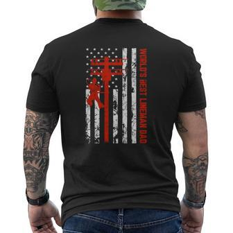 World's Best Lineman Dad American Flag Mens Back Print T-shirt | Mazezy
