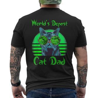 World's Dopest Cat Dad Cat Dad Weed Stoner Marijuana Men's T-shirt Back Print - Monsterry