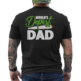 World's Dopest Dad Cannabis Marijuana Weed Fathers Day Men's T-shirt Back Print - Monsterry