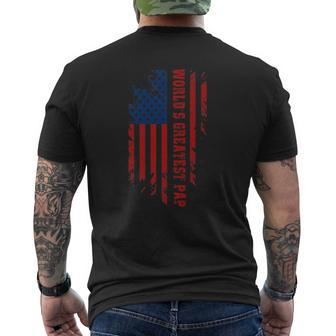 World's Greatest Pap American Flag Men Father's Day Mens Back Print T-shirt | Mazezy