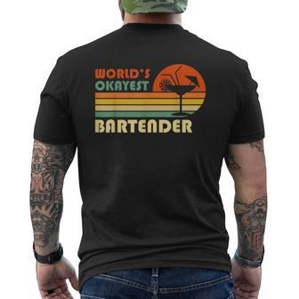 Worlds Okayest Bartender Vintage Mens Back Print T-shirt - Seseable
